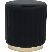 Miliboo - Runder Samt- und Metallpuff in Schwarz und Gold D40 cm DONA
