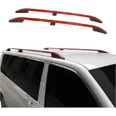 Omac Dachreling Dachgepäckträger für VW Caddy Maxi 2003-2020 Aluminium Rot Schwarz 2x