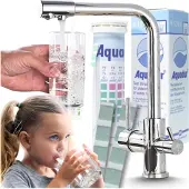 ARI 3-Wege Küchenarmatur Venom mit Wasserfilter-Anschluss, herausziehbare Brause, 360° schwenkbar, getrennte Wasserwege, Keramikkartusche Chrom