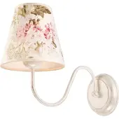 Licht-Erlebnisse Romantische Wandleuchte Shabby Weiß floraler Print Stoff Schirm E27 LOREN Wandlampe Schlafzimmer