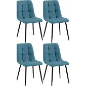 CLP 4er Set Esszimmerstuhl Tilde gepolstert mit Rückenlehne bis 150 kg belastbar blau Material Stoff