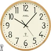 AMS 5534 Wanduhr Funk Funkwanduhr analog Holz Buche