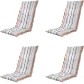 Madison - Gartenstuhlkissen Hohe Rückenlehne Righe salmone - Ca. 123x50 cm - 4er-Set