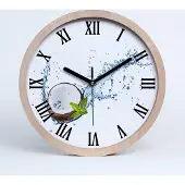 Tulup Holzuhr 30fi cm wanduhr - schwarze Spitzen - und Kokoswasser