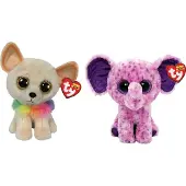 TY - Stofftiere - Beanie Boo's - Chewey Chihuahua & Eva Elephant