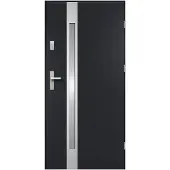 Vente-unique Eingangstür aus Stahl, verglast mit Edelstahl H207 x B100 cm - Milchglas - anthrazit - Stärke 55 mm - DIN rechts - BRAGA