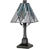 Licht-Erlebnisse Tischleuchte Metall Glas 32,3 cm hoch in Bronze Antik Mehrfarbig E14 Tiffany Stil Tischlampe