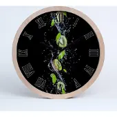 Tulup Holzuhr 25fi cm wanduhr - schwarze Spitzen - Kiwi und Wasser