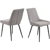 Möbilia Essstuhl im 2er-Set | Bezug Stoff hellgrau | Beine Stahl schwarz | B 52 x T 56 x H 86 cm | 21020053 | Serie STUHL