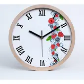 Tulup Holzuhr 25fi cm wanduhr - schwarze Spitzen - Beeren mit Eis