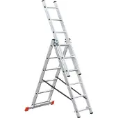BRB-Lagertechnik Aluminium Vielzweckleiter, 3 x 6 Sprossen, Arbeitshöhe bis 4210 mm