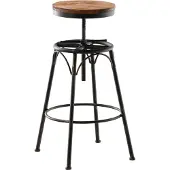 CLP Barhocker Beam höhenverstellbar mit Holzsitz, Metallgestell und Fußablage bronze