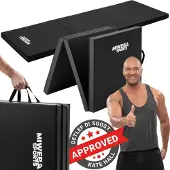 Miweba Gymnastikmatte GM100 | Faltbar - Rutschfest - Trainingsmatte - Fitnessmatte für zuhause - Sport Turn Matte - Tragegriffe (Schwarz)