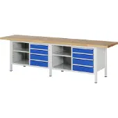 RAU Werkbank höhenverstellbar 8463A2, B3000xT700xH840-1040mm, 8x Schublade-TA