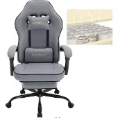 Woltu Gaming Stuhl mit Taschenfederkissen, ergonomischer Drehstuhl, Netzstoff, Grau