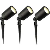 LEDVION - 3er Set, Gartenstrahler mit Erdspieß, IP65, 3W, GU10, 2700K, 220-240V, Warmweiß, LED Strahler, Gartenbeleuchtung mit Strom, Mit GU10 Leuchtmittel, Dimmbar, Wasserdicht