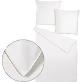 TRAUMSCHLAF Uni Bettwäsche White Collection Pipping Kissenbezug einzeln 70x90 cm taupe