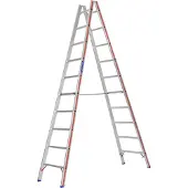 Hymer Sprossenstehleiter, beidseitig begehbar, 2x10 Sprossen, senkr. Höhe 2,85 m, Reichhöhe 4,17 m, Gewicht 11,4 kg