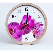 Tulup Holzuhr 30fi cm wanduhr - Orchidee Blumen