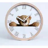 Tulup Holzuhr 25fi cm wanduhr - weiße Spitzen - Teddybär