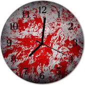 Tulup Glasuhr Wanduhr Küchenuhr Echt-Glas 30fi cm Flecken rot