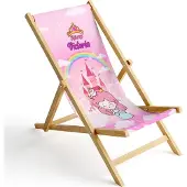 Ferocity Kinder Holz-Liegestuhl Personalisierbar Klappbar Klappliegestuhl Sonnenliege Strandstuhl Wechselbezug Motiv Prinzessin [119]