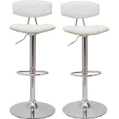 Miliboo - Design-Barhocker weiß mit hellem Holz (2er-Set) VASCO