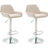 CLP 2er Set Barhocker Braga Stoff drehbar und höhenverstellbar creme Gestell Farbe chrom