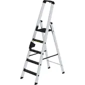 MUNK Günzburger Steigtechnik Stufen-Stehleiter 250 kg einseitig begehbar mit clip-step R13 5 Stufen