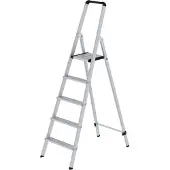 Proregal ML Stufen-Stehleiter einseitig begehbar Aluminium eloxiert 5 Stufen