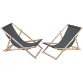 Woodok 2x Buchenholz Liegestühl Garten Grau Holzliegen ideal für Strand Balkon Terrasse