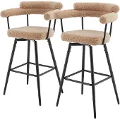 ML-Design Barhocker Drehbar 2Er Set Braun mit Teddy-Stoff 76 cm Hoch