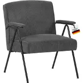 Albatros Designer Vintage Sessel Stanford, hochwertiger Cord Stoff Bezug in Grau, sehr bequeme S-Federn, Relaxsessel Loungesessel für Wohnzimmer, Schlafzimmer oder als Fernsehsessel