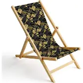 Ferocity Holz Liegestuhl Klappbar Klappliegestuhl Sonnenliege Strandstuhl Wechselbezug Motiv Palmen Gold [119]