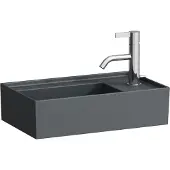 Laufen Kartell Handwaschbecken, Armaturenbank rechts, unterbaufähig, 1 Hahnloch, ohne Überlauf, 460x280mm, H8153347581111, Farbe: Graphit matt