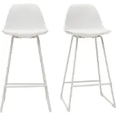 Miliboo - Design-Barhocker weiße Metallbeine 66 cm (2er-Satz) FRANZ