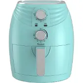 TurboTronic Retro-Heißluftfritteuse – TT-AF11M – Airfryer 3,5 l, 1200 W, 2 Drehregler, 90–210 °C, 30-Min-Timer, Einlagegitter, fettarm, Schwarz türkis