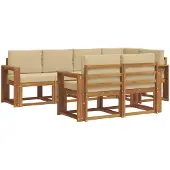 vidaXL Outdoor-Sofagarnitur 7 Stk. Natur und Beige