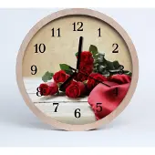 Tulup Holzuhr 20fi cm wanduhr - Rosen Blumen