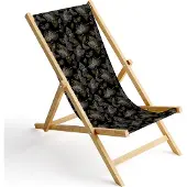 Ferocity Holz Liegestuhl Klappbar Klappliegestuhl Sonnenliege Strandstuhl Wechselbezug Motiv Blätter [119]