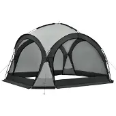 Pro-Tec Kuppelpavillon Grästorp Eventzelt mit LED Partyzelt inkl. Beleuchtung mit Solarmodul Festzelt wasserdicht 3,45 x 3,45 x 2,47 m Grau