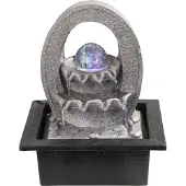 Globo Lighting Brunnen Kunststoff grau antik, 4x RGB LED