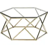 Vente-unique Couchtisch - Glas & Stahl - Goldfarben - KERIANE von Pascal MORABITO