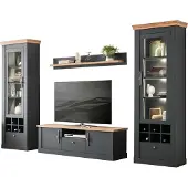 IMV Wohnwand VII Catania - Anthrazit Wotan Eiche mit LED-Beleuchtung