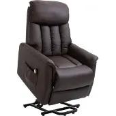 HOMCOM elektrischer Aufstehsessel Fernsehsessel Sessel mit Aufstehhilfe relaxsessel mit Liegefunktion Kunstleder Braun, 80 x 94 x 104 cm