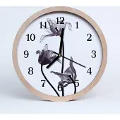 Tulup Holzuhr 20fi cm wanduhr - Blumen Blumen