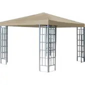 Quick Star Rank Pavillon 3x3m Beige Metallpavillon Polyester PVC beschichtet