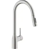 SYSTEMCERAM KeraDomo Armatur MANIA SOFT in EDELSTAHLFINISH mit herausziehbarer Handbrause /