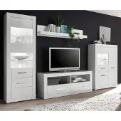 Furn.Design Wohnwand "Carrara" weiß Hochglanz Schrankwand 4-teilig 335 x 198