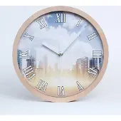 Tulup Holzuhr 25fi cm wanduhr - weiße Spitzen - Wolkenkratzer